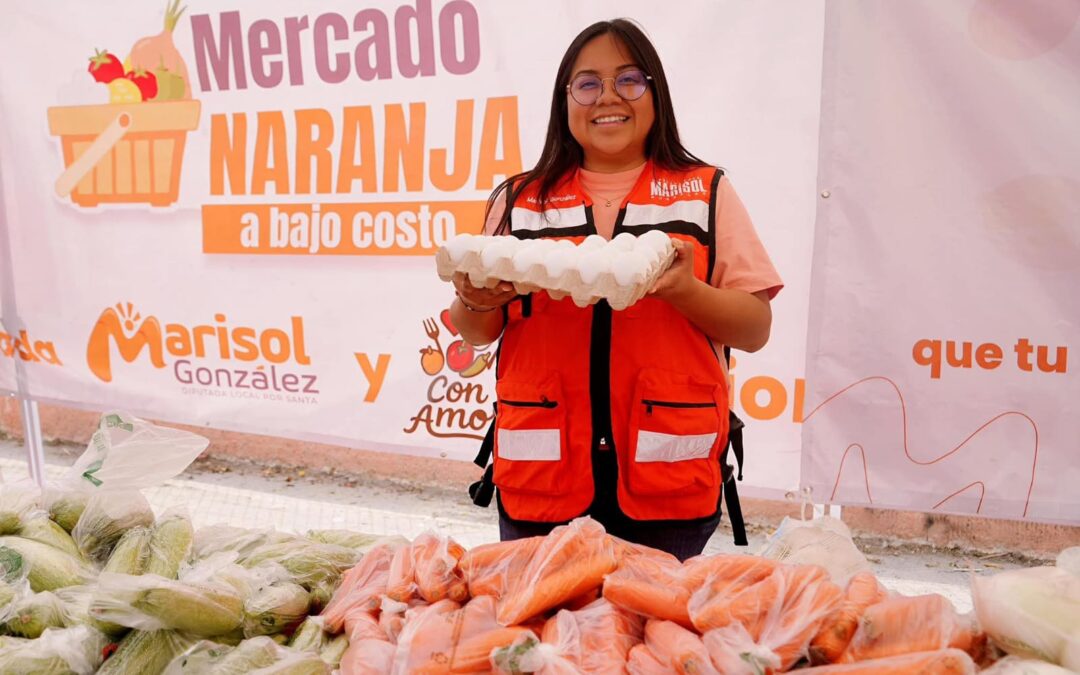 PROMUEVE MARISOL GONZÁLEZ AHORRO FAMILIAR CON MERCADO NARANJA EN SANTA CATARINA